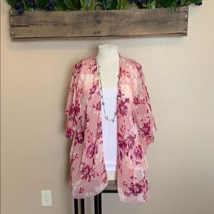 Sheer floral kimono